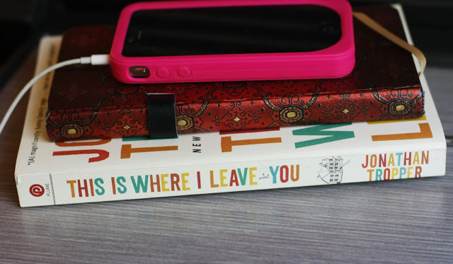 travel essentials: iphone, notebook, This Is Where I Leave You book