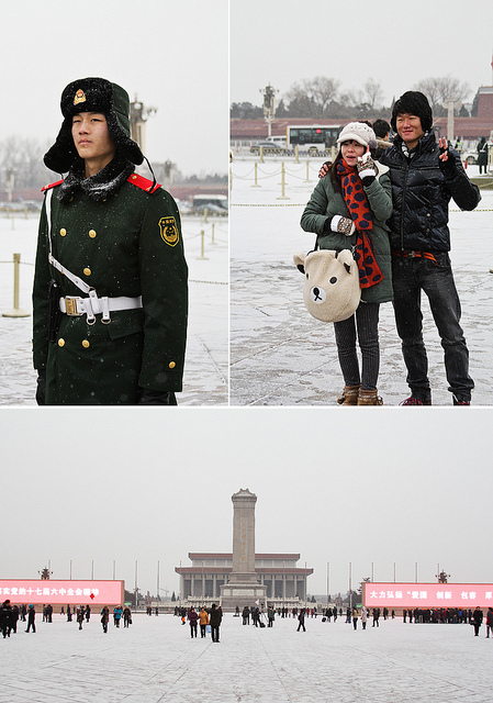 Tiananmen Square in the snow, Beijing 