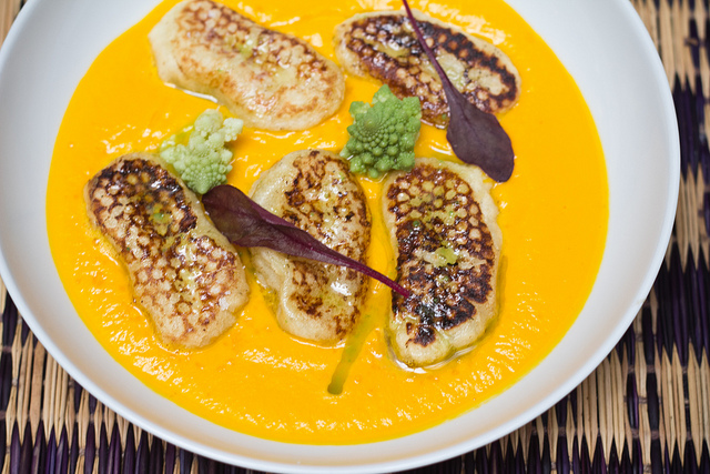 Citrus gnocchi with carrot purée at Colorova